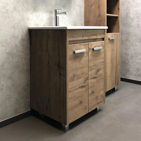Тумба с раковиной Comforty Марио 60 дуб темный (раковина Quadro 60)
