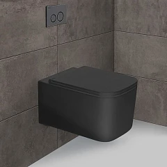 Подвесной унитаз Vincea Ultra 34,5*52 безободковый черный матовый с крышкой-сиденьем микролифт Slim Подвесной унитаз Vincea Ultra 34,5*52 безободковый черный матовый с крышкой-сиденьем микролифт Slim