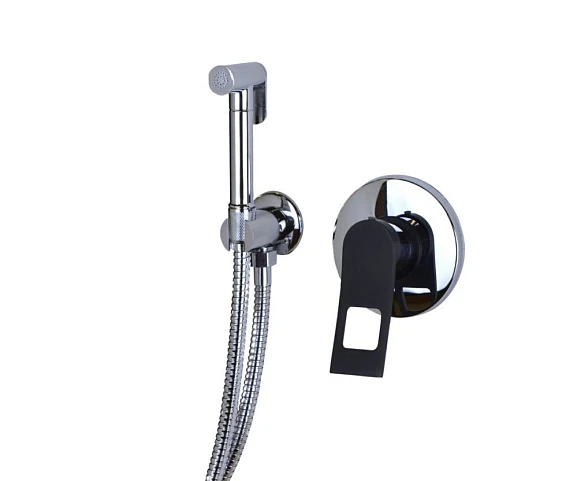 Гигиенический душ со смесителем Bronze DE Luxe Element EL28CB скрытый монтаж хром/черный матовый