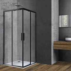 Душевой уголок Vincea Soft VSS 90*90*195 профиль черный матовый с доводчиком без поддона Душевой уголок Vincea Soft VSS 90*90*195 профиль черный матовый с доводчиком без поддона