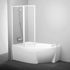 Шторка на ванну Ravak VSK2 Rosa 160 L профиль белый, пластик Rain без креплений Шторка на ванну Ravak VSK2 Rosa 160 L профиль белый, пластик Rain без креплений