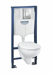 Комплект инсталляции Grohe Solido Compact 39586000 клавиша смыва глянцевый хром