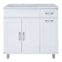 Тумба с раковиной Misty Купер 90 L белая с бельевой корзиной Тумба с раковиной Misty Купер 90 L белая с бельевой корзиной