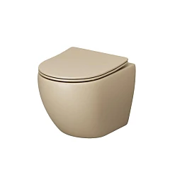Подвесной унитаз Grossman Color GR-4455BEMS 36*48,5 бежевый матовый безободковый с крышкой-сиденьем микролифт Slim Подвесной унитаз Grossman Color GR-4455BEMS 36*48,5 бежевый матовый безободковый с крышкой-сиденьем микролифт Slim
