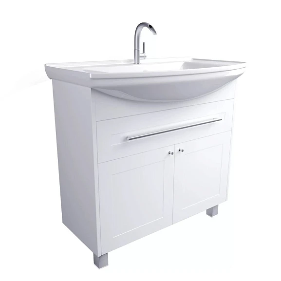 Тумба с раковиной 1Marka Lina Classic New 85Н 1в.я 2д белый глянец