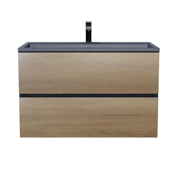 Тумба с раковиной Uperwood Barsa 80 черная/дуб сонома