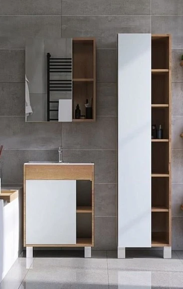 Комплект мебели Viant Бостон 60 дуб вотан/белый матовый  VBOS60CO-T1ST (раковина Como 60)