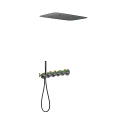 Душевой комплект Timo Saona SX-2319/18SM с термостатом и Led-подсветкой черное золото Душевой комплект Timo Saona SX-2319/18SM с термостатом и Led-подсветкой черное золото