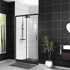 Душевая дверь в нишу BelBagno UNO-195-BF-1-120-C-NERO 120*195 L/R стекло прозрачное без поддона