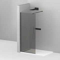 Душевая перегородка Cezares LIBERTA-L-1-110-GR-NERO Walk-in 110*195 L/R с односторонним входом, стекло графит, профиль черный без поддона Душевая перегородка Cezares LIBERTA-L-1-110-GR-NERO Walk-in 110*195 L/R с односторонним входом, стекло графит, профиль черный без поддона