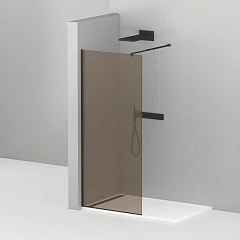 Душевая перегородка Cezares LIBERTA-L-1-90-BR-NERO Walk-in 90*195 L/R с односторонним входом, стекло бронза, профиль черный без поддона Душевая перегородка Cezares LIBERTA-L-1-90-BR-NERO Walk-in 90*195 L/R с односторонним входом, стекло бронза, профиль черный без поддона
