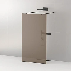 Душевая перегородка Cezares LIBERTA-L-2-90-BR-NERO Walk-in 90*195 L/R с возможностью двустороннего входа, стекло бронза, профиль черный без поддона Душевая перегородка Cezares LIBERTA-L-2-90-BR-NERO Walk-in 90*195 L/R с возможностью двустороннего входа, стекло бронза, профиль черный без поддона