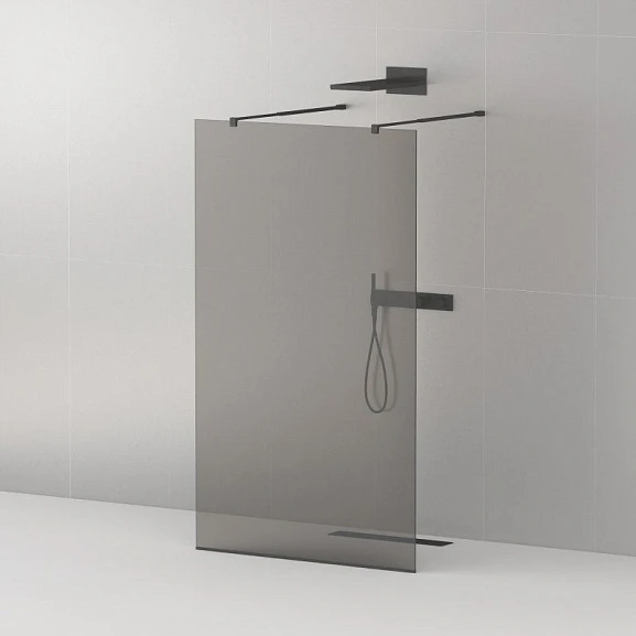 Душевая перегородка Cezares LIBERTA-L-2-120-GR-NERO Walk-in 120*195 L/R с возможностью двустороннего входа, стекло графит, профиль черный без поддона
