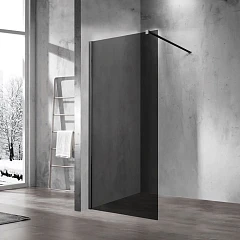 Душевая перегородка Vincea Walk-In 80*200 стекло тонированное профиль черный матовый без поддона Душевая перегородка Vincea Walk-In 80*200 стекло тонированное профиль черный матовый без поддона