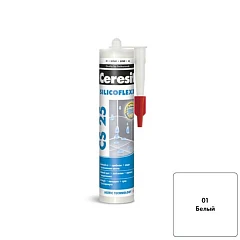 Затирка Ceresit CS25 Silicoflexx эластичная силиконовая №01 белая 280мл Затирка Ceresit CS25 Silicoflexx эластичная силиконовая №01 белая 280мл