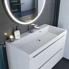 Тумба с раковиной Uperwood Tanos 100 белая, подвесная (раковина Classic Quartz 100*45 белая матовая, жасмин) Тумба с раковиной Uperwood Tanos 100 белая, подвесная (раковина Classic Quartz 100*45 белая матовая, жасмин)