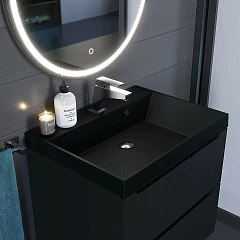 Тумба с раковиной Uperwood Tanos 60 черная, подвесная (раковина Classic Quartz 60*45 черная матовая, космос) Тумба с раковиной Uperwood Tanos 60 черная, подвесная (раковина Classic Quartz 60*45 черная матовая, космос)