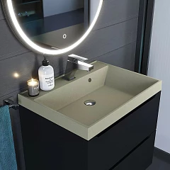 Тумба с раковиной Uperwood Tanos 60 черная, подвесная (раковина Classic Quartz 60*45 бежевая матовая, десерт) Тумба с раковиной Uperwood Tanos 60 черная, подвесная (раковина Classic Quartz 60*45 бежевая матовая, десерт)