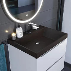 Тумба с раковиной Uperwood Tanos 70 белая, подвесная (раковина Classic Quartz 70*45 коричневая матовая, трюфель) Тумба с раковиной Uperwood Tanos 70 белая, подвесная (раковина Classic Quartz 70*45 коричневая матовая, трюфель)