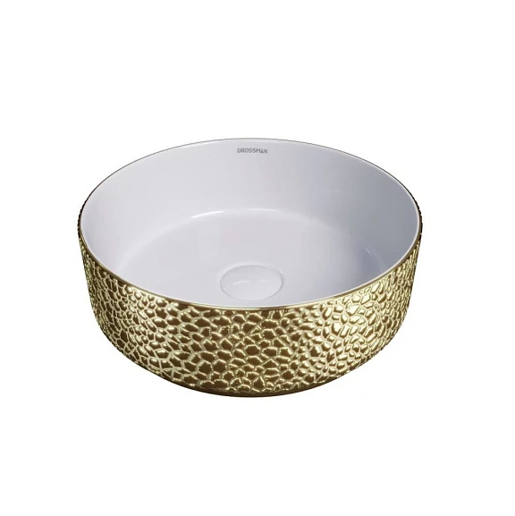Накладная раковина Grossman Color GR-5010GWL 35,5*35,5 золото/белая