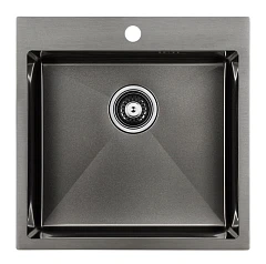 Кухонная мойка Paulmark Kroner PM215151-GM 51*51 вороненая сталь