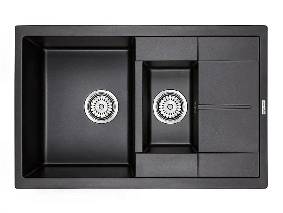 Кухонная мойка Paulmark Feste PM237850-BL 77,5*47,5 с крылом черная