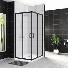 Душевой уголок BelBagno UNO-195-A-2-90-P-NERO 90*90*210 (с поддоном TRAY-A-A-90-15-W0 90*90*15 без сифона)