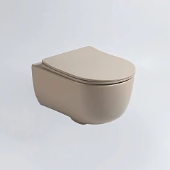 Подвесной унитаз Vincea Evo 35,5*49 безободковый капучино матовый с крышкой сиденьем микролифт Slim Подвесной унитаз Vincea Evo 35,5*49 безободковый капучино матовый с крышкой сиденьем микролифт Slim