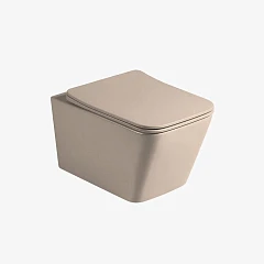 Подвесной унитаз Vincea Q-Line 35*52 безободковый капучино матовый с крышкой-сиденьем микролифт Slim Подвесной унитаз Vincea Q-Line 35*52 безободковый капучино матовый с крышкой-сиденьем микролифт Slim