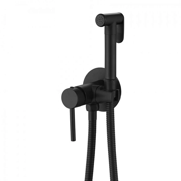 Гигиенический душ со смесителем ABBER Wasser Kreis AF8125B скрытый монтаж черный матовый