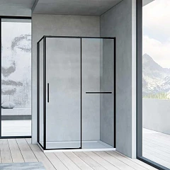 Душевой уголок Vincea Slim Soft 100*80*200 с доводчиком профиль черный матовый L/R без поддона Душевой уголок Vincea Slim Soft 100*80*200 с доводчиком профиль черный матовый L/R без поддона