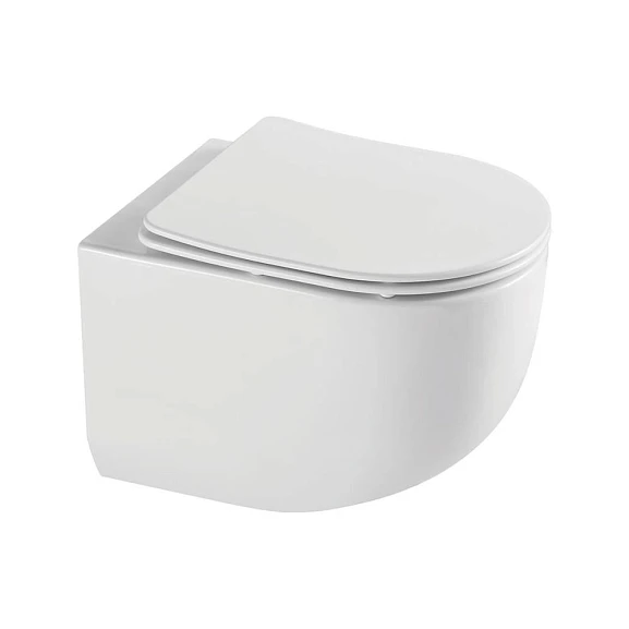 Подвесной унитаз Vincea Globo VT1-52T 36*49,5 безободковый с системой смыва "Торнадо" с крышкой-сиденьем микролифт Slim