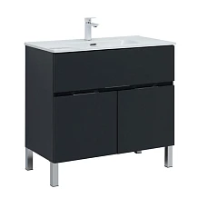 Тумба с раковиной Aquanet Алвита New 90 1 ящик, 2 дверцы, антрацит Тумба с раковиной Aquanet Алвита New 90 1 ящик, 2 дверцы, антрацит
