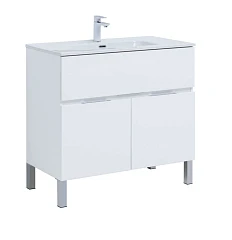 Тумба с раковиной Aquanet Алвита New 90 1 ящик, 2 дверцы, белый матовый Тумба с раковиной Aquanet Алвита New 90 1 ящик, 2 дверцы, белый матовый