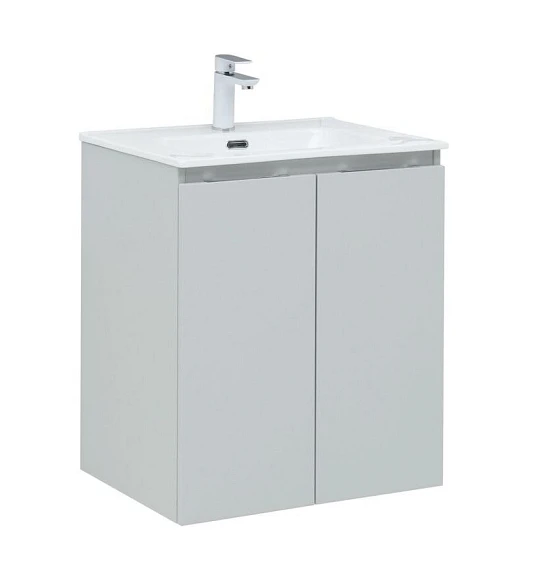 Тумба с раковиной Aquanet Алвита New 60 2 дверцы, серый