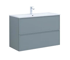Тумба с раковиной Aquanet Арт 100 мисти грин Soft Touch (тактильный матовый), раковина Арт 100 Тумба с раковиной Aquanet Арт 100 мисти грин Soft Touch (тактильный матовый), раковина Арт 100
