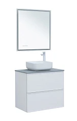Комплект мебели Aquanet Арт 75 белый матовый Soft Touch (тактильный матовый) раковина City-1, зеленая столешница Комплект мебели Aquanet Арт 75 белый матовый Soft Touch (тактильный матовый) раковина City-1, зеленая столешница