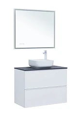 Комплект мебели Aquanet Арт 90 белый матовый Soft Touch (тактильный матовый) раковина City-1, синяя столешница Комплект мебели Aquanet Арт 90 белый матовый Soft Touch (тактильный матовый) раковина City-1, синяя столешница