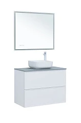 Комплект мебели Aquanet Арт 90 белый матовый Soft Touch (тактильный матовый) раковина City-1, зеленая столешница Комплект мебели Aquanet Арт 90 белый матовый Soft Touch (тактильный матовый) раковина City-1, зеленая столешница