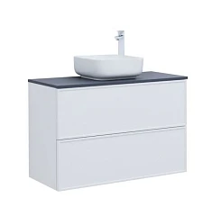 Тумба с раковиной Aquanet Арт 100 белый матовый Soft Touch (тактильный матовый) раковина City-1, синяя столешница Тумба с раковиной Aquanet Арт 100 белый матовый Soft Touch (тактильный матовый) раковина City-1, синяя столешница