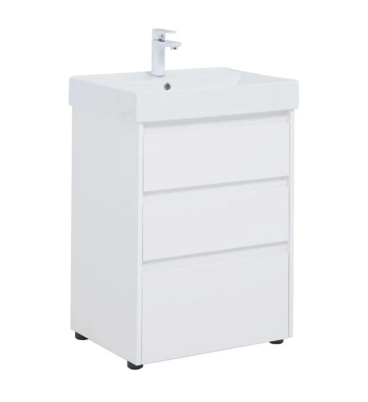 Тумба под раковину Aquanet Nova Lite 60 белый глянец (3 ящика)