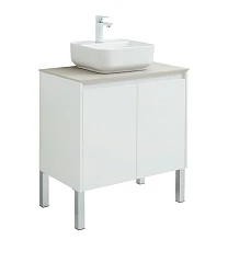 Тумба с раковиной Aquanet Nova Lite 75 белый глянец (2 дверцы) (раковина City-2, столешница бежевая) Тумба с раковиной Aquanet Nova Lite 75 белый глянец (2 дверцы) (раковина City-2, столешница бежевая)