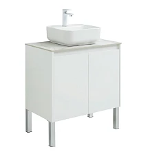 Тумба с раковиной Aquanet Nova Lite 75 белый глянец (2 дверцы) (раковина City-2, столешница мрамор) Тумба с раковиной Aquanet Nova Lite 75 белый глянец (2 дверцы) (раковина City-2, столешница мрамор)
