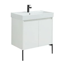 Тумба с раковиной Aquanet Nova Lite 75 белый глянец (2 дверцы) (раковина Латина 75, ножки Nova черные) Тумба с раковиной Aquanet Nova Lite 75 белый глянец (2 дверцы) (раковина Латина 75, ножки Nova черные)