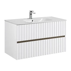 Тумба с раковиной Art&Max Elegant 100 с LED подсветкой ручек белый глянец Тумба с раковиной Art&Max Elegant 100 с LED подсветкой ручек белый глянец