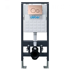 Инсталляция для подвесного унитаза ABBER AC0105 клавиша смыва AC0121RG розовое золото