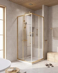 Душевой уголок Cezares Relax 304-A-2-90-C-BORO 90*90*200 профиль брашированное золото без поддона Душевой уголок Cezares Relax 304-A-2-90-C-BORO 90*90*200 профиль брашированное золото без поддона