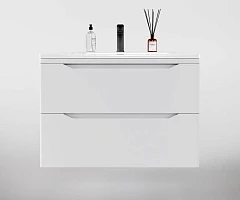 Тумба с раковиной Style Line Марелла Люкс 80 подвесная белая матовая Тумба с раковиной Style Line Марелла Люкс 80 подвесная белая матовая