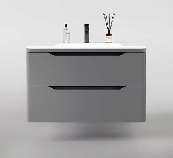 Тумба с раковиной Style Line Марелла Люкс 90 подвесная серая матовая
