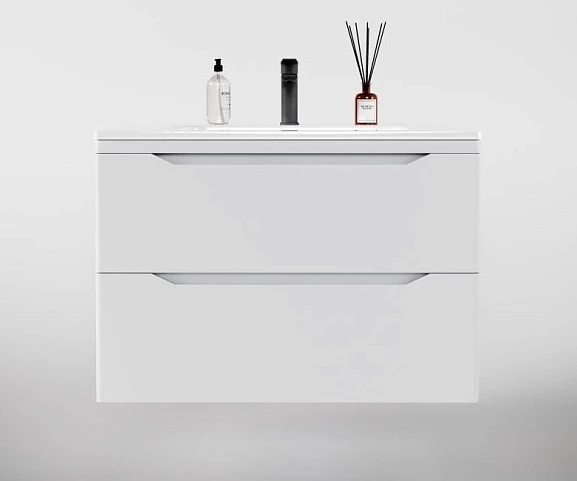 Тумба под раковину Style Line Марелла Люкс 80 подвесная белая матовая